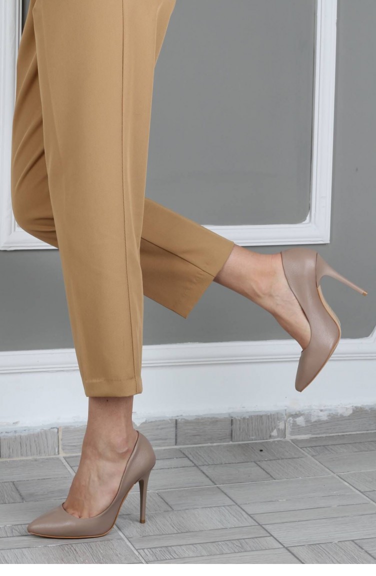 Vizon Renk Yüksek Topuklu Stiletto Kadın Ayakkabı Lapita Vizon | Sefamerve