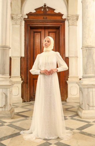 Naturfarbe Hijab-Abendkleider 5346-03