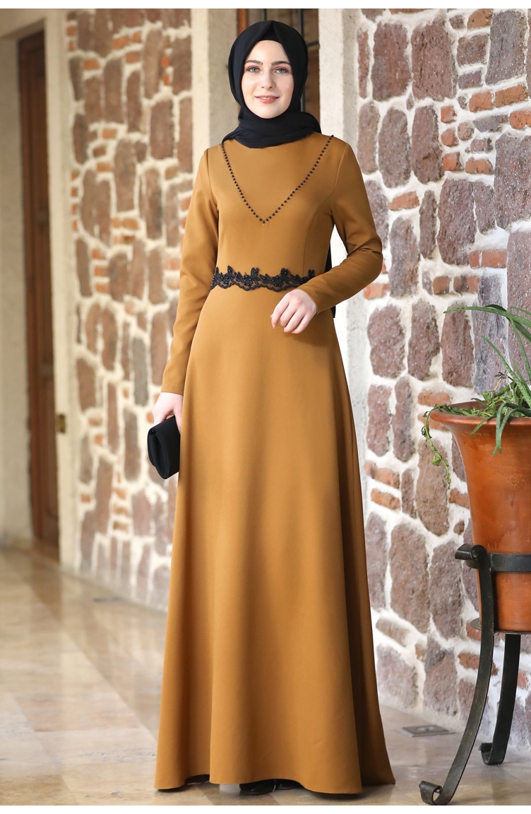 Tan Hijab Dress 1000-04 | Sefamerve