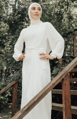 Beyaz Abiye Modelleri ve Fiyatları - Tesettür Giyim | Sefamerve