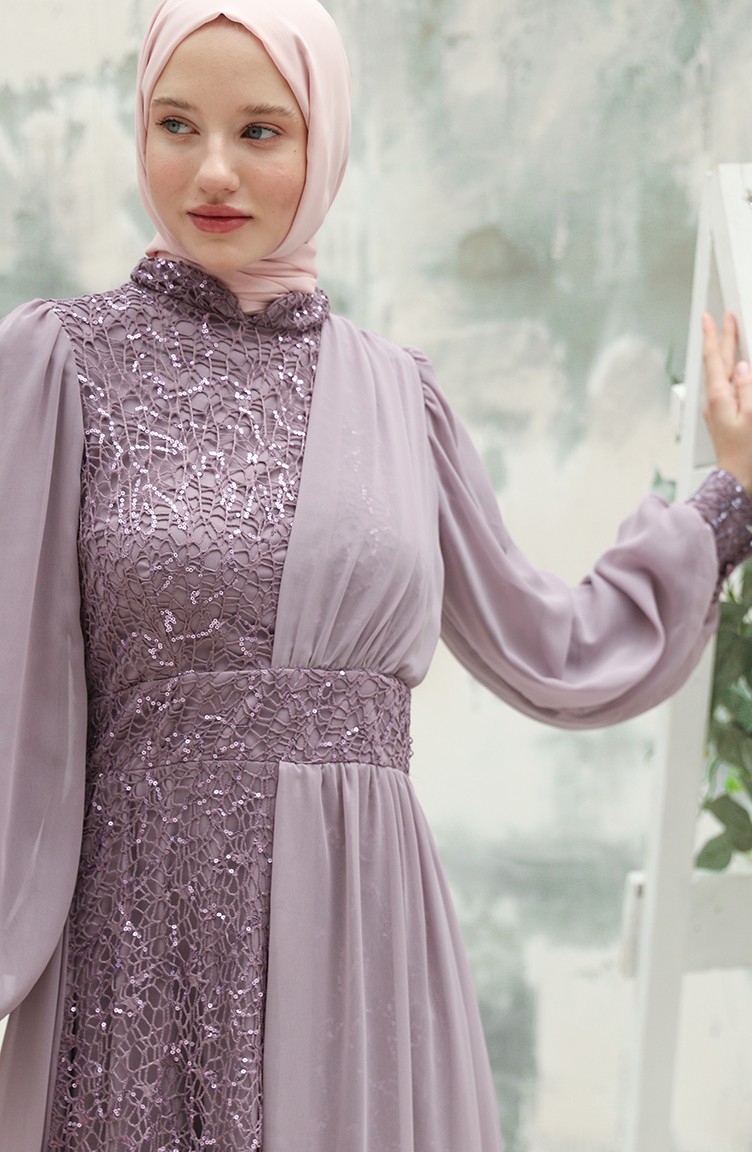 Silbergrau Hijab-Abendkleider 5408-11 | Sefamerve