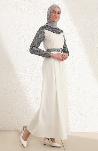 White Hijab Evening Dress 13428