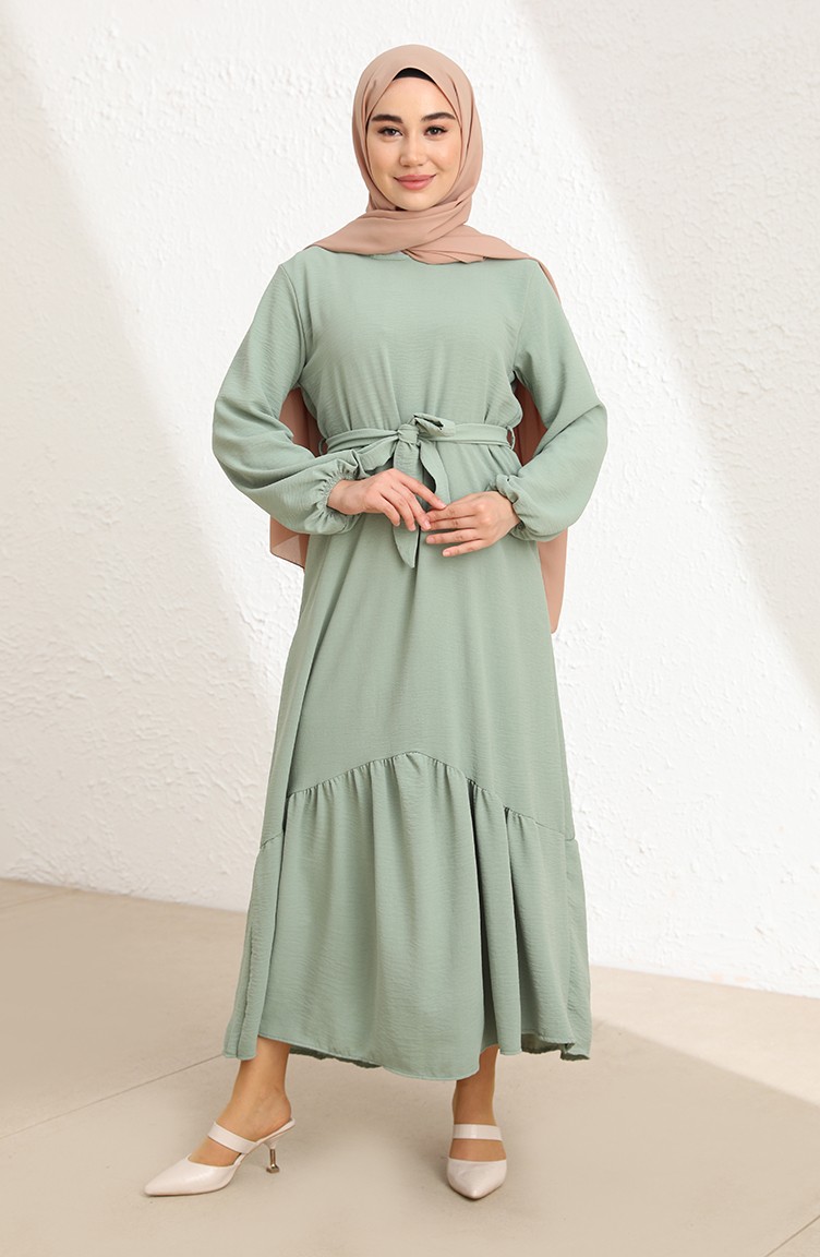 فستان أخضر فاتح 1001-07 | Sefamerve