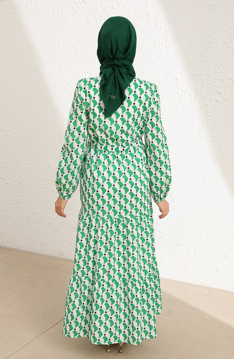 فستان اخضر فاتح 5722-02 | Sefamerve