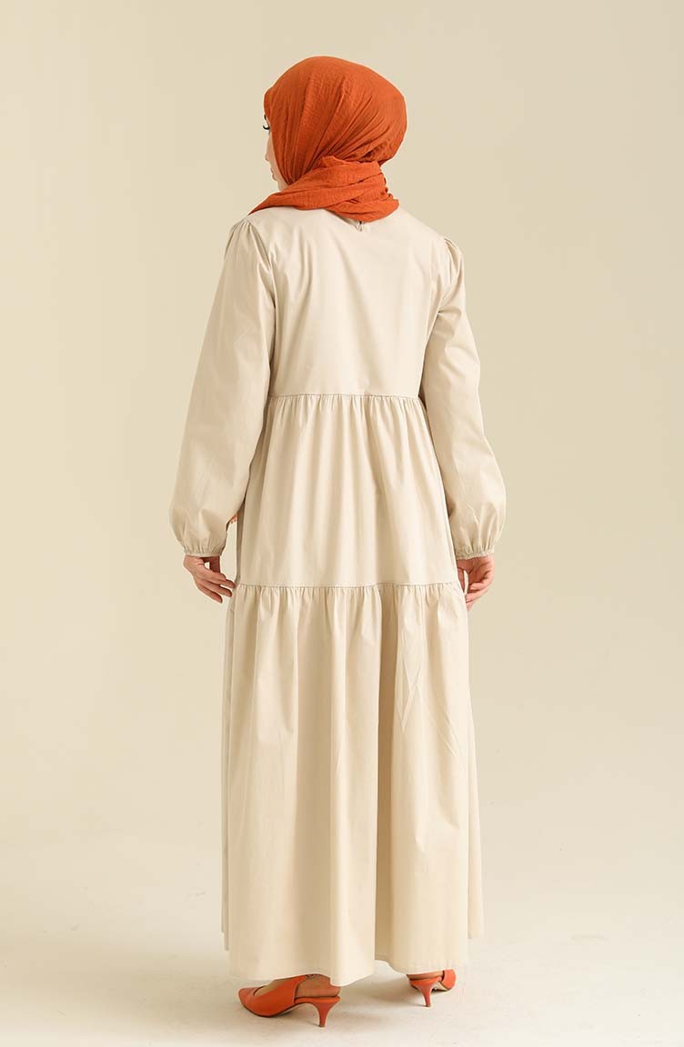 Beige Hijab Dress 2271-01 | Sefamerve