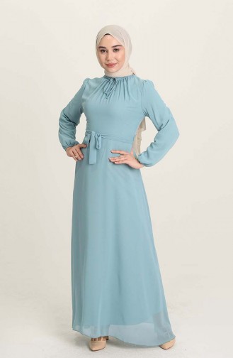 Mint Blue Hijab Evening Dress 5674-12