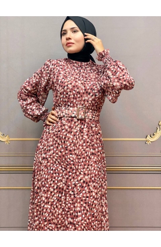 Robe Hijab Rose Pâle 8050-01