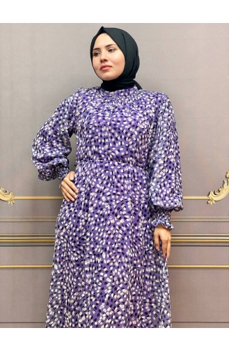 Lila Hijab Kleider 8050-03