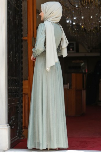 Unreife Mandelgrün Hijab-Abendkleider 2609