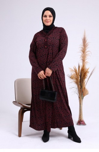 Claret Red Hijab Dress 8143.Bordo | Sefamerve