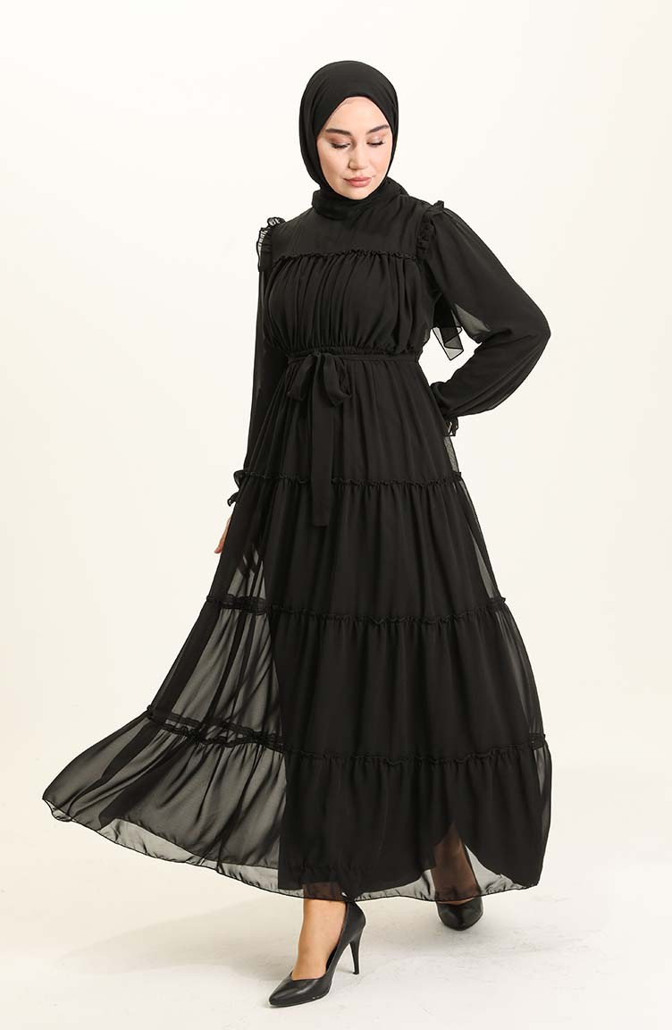 فستان أسود 5797-08 | Sefamerve