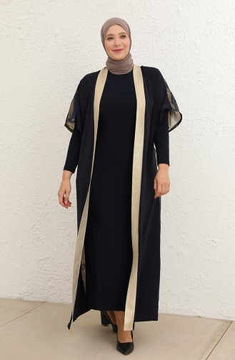 Dunkelblau Hijab Kleider 8105-02