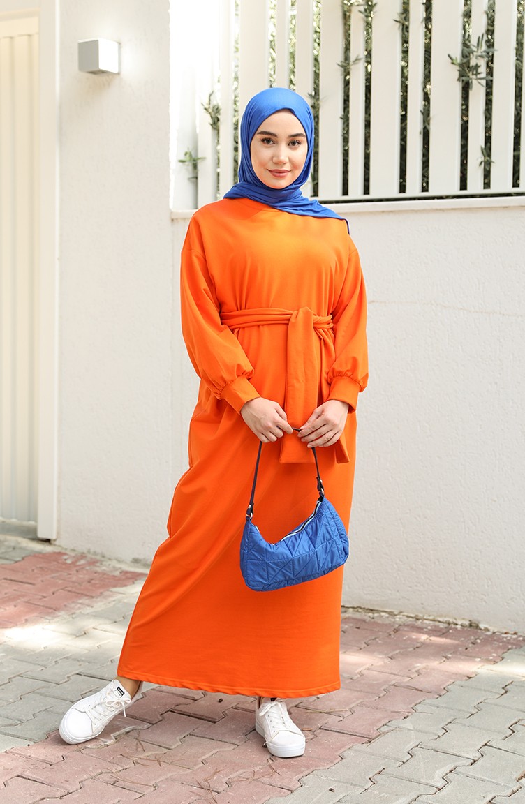 Orange Hijab Dress 000100-15 | Sefamerve