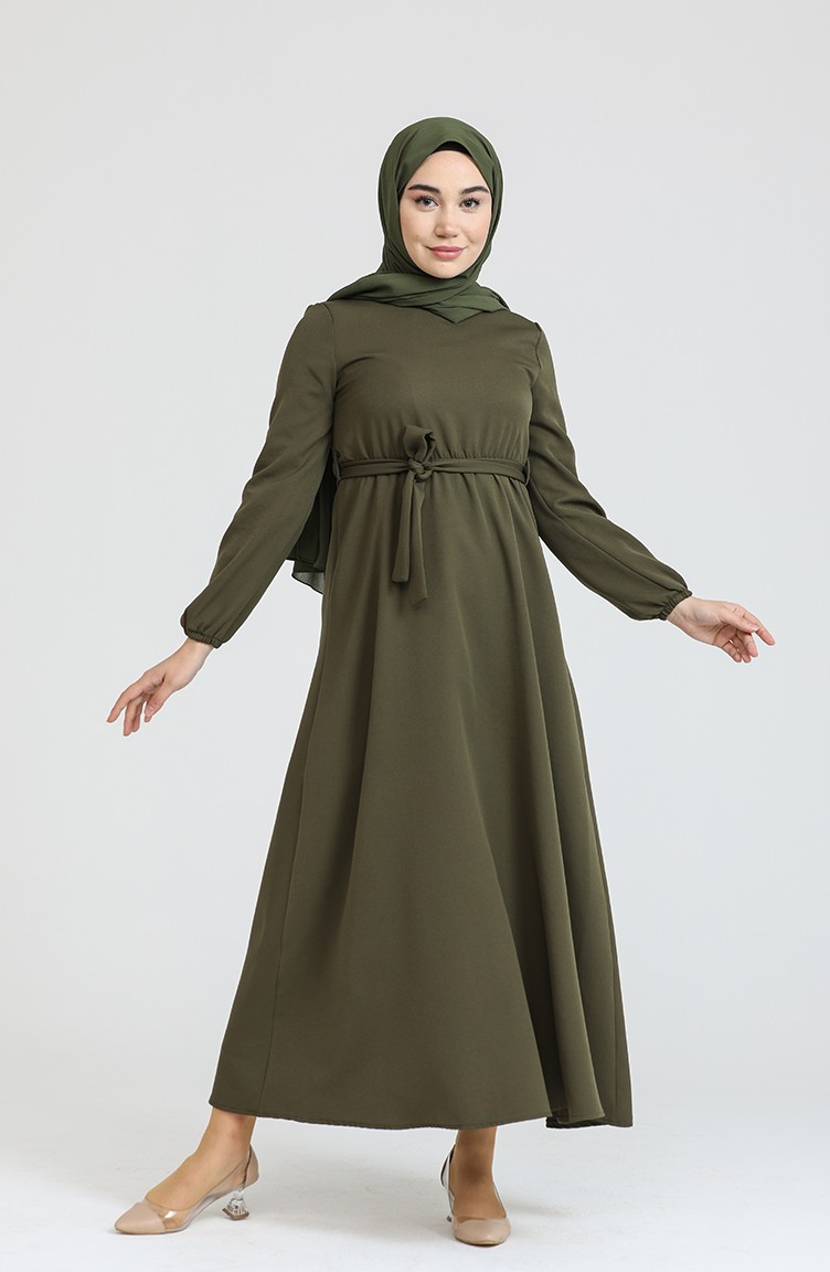فستان أخضر زيتي 445104.yağyeşili | Sefamerve