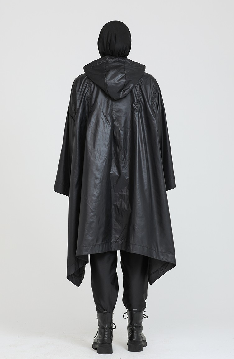 معطف واق من المطر أسود 228454-01 | Sefamerve