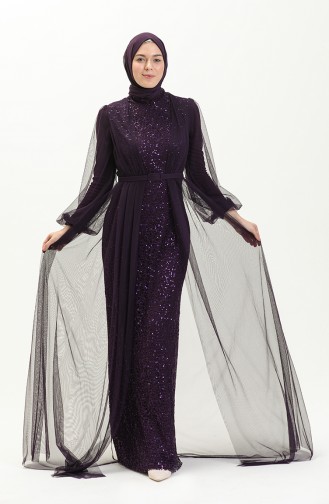 Dunkelviolett Hijab-Abendkleider 5383-19