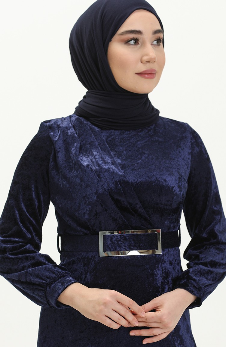 Dunkelblau Hijab Kleider 4253-03 | Sefamerve