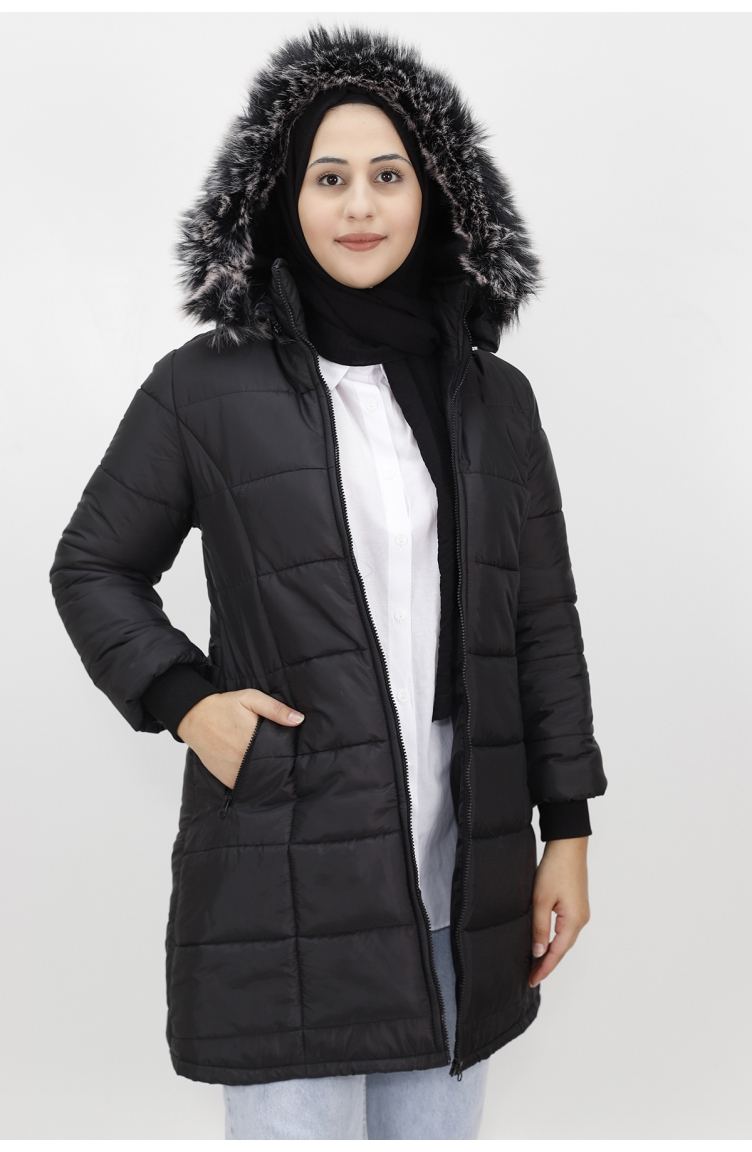 Black Winter Coat 9017-01 | Sefamerve
