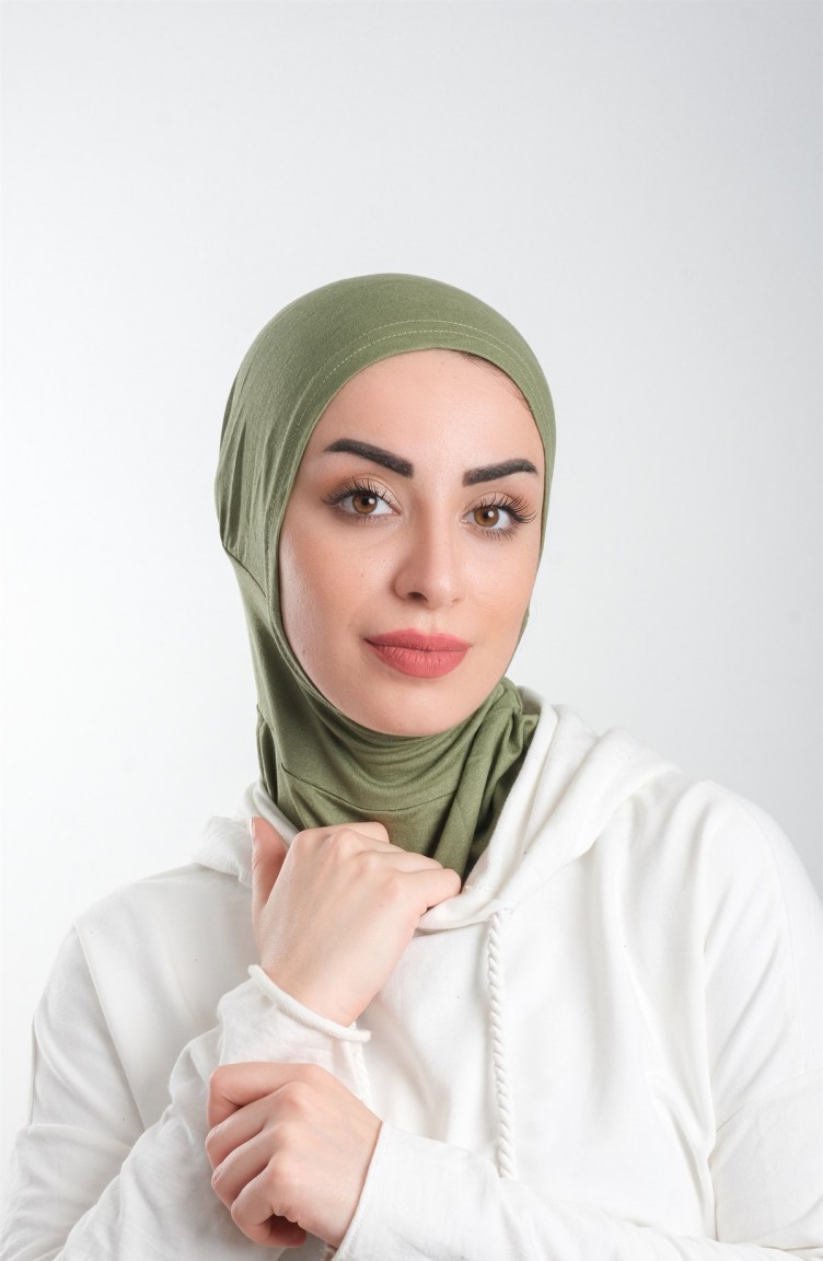 Fıstık Yeşili Pratik Hazır Geçmeli Tesettür Bone Sandy Kumaş Spor Hijab  2113 36 | Sefamerve