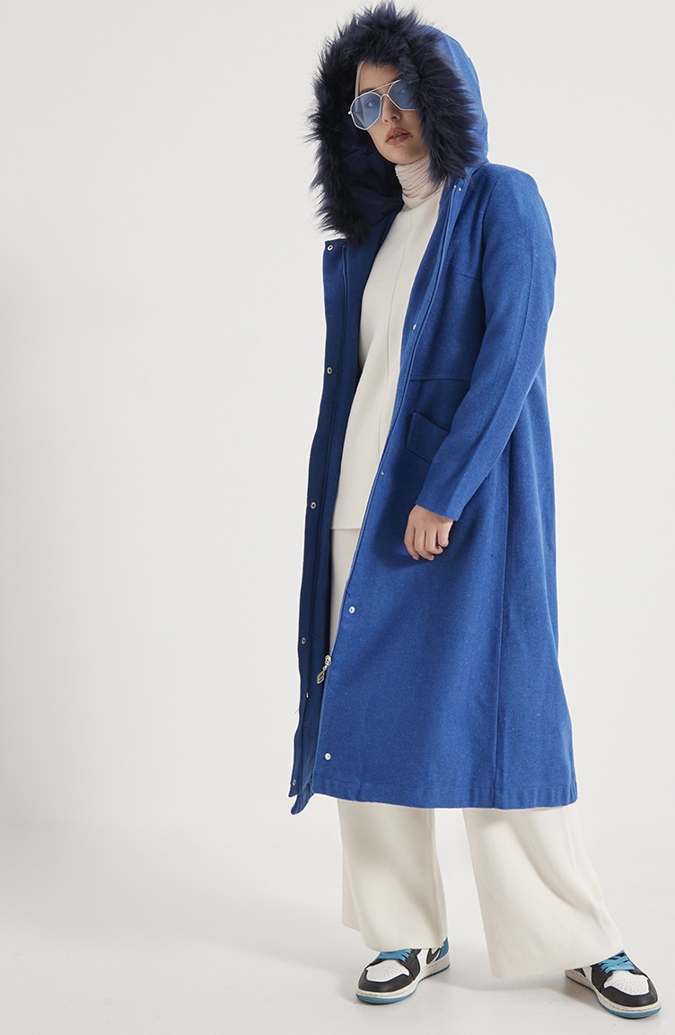 معطف طويل أزرق 4017-06 | Sefamerve