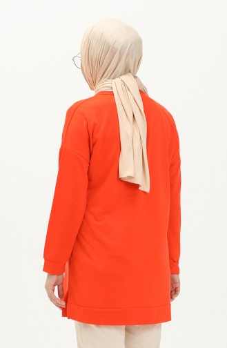 Übergroße Zweifädige Hijab-Tunika Für Damen 8450 Orange 8450.TURUNCU