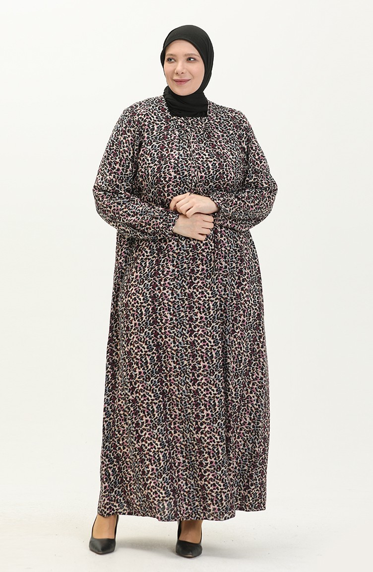 Kadın Buyuk Beden Boydan Spor Tesettur Elbise Uzun Kollu 8408 2 Mor |  Sefamerve