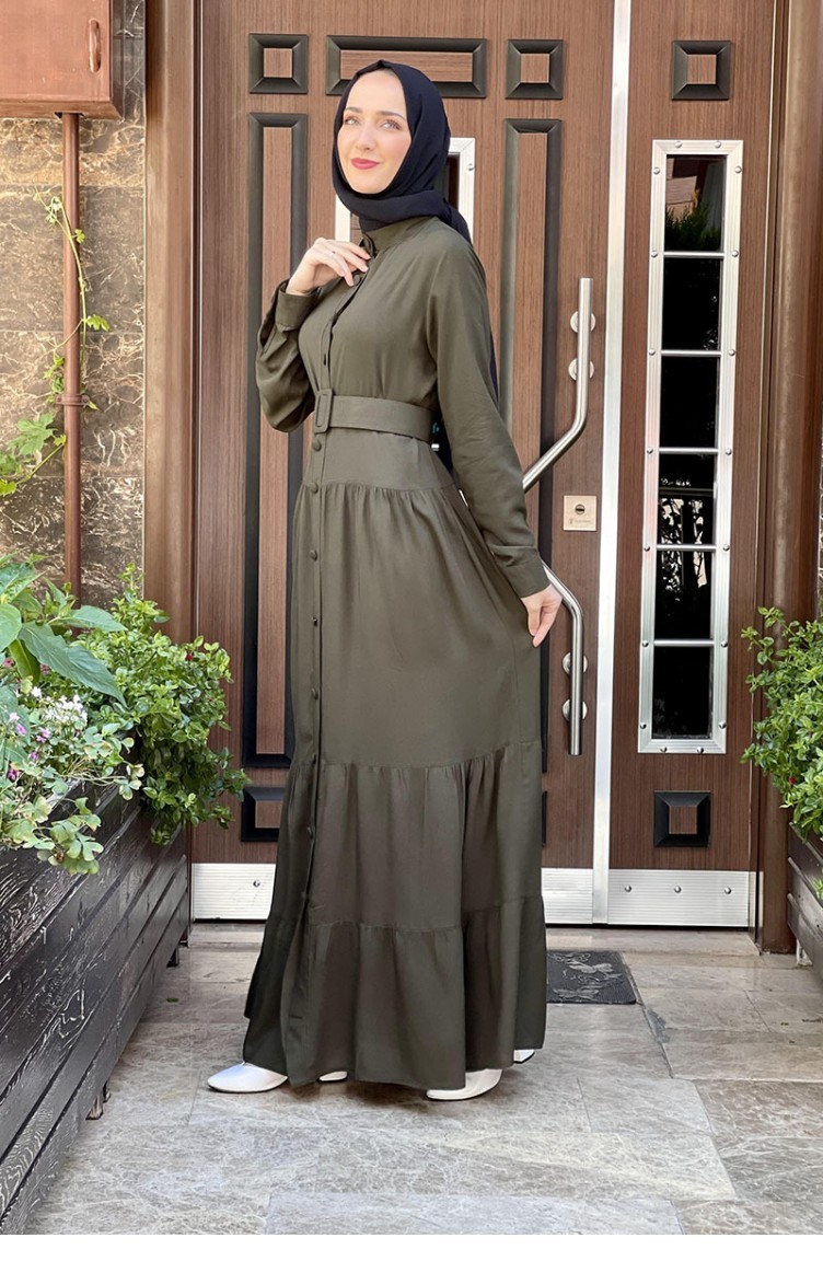 Khaki Hijab Dress 0222SGS.HKY | Sefamerve