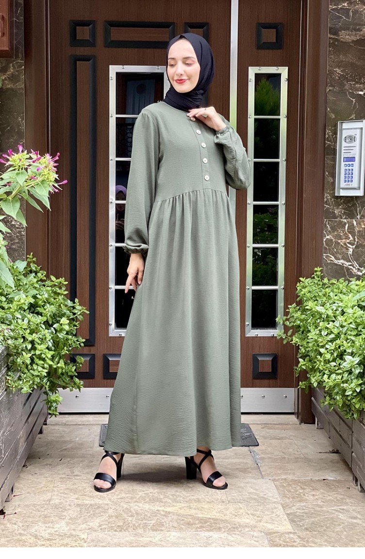 Khaki Hijab Kleider 1518TGM.HAK | Sefamerve
