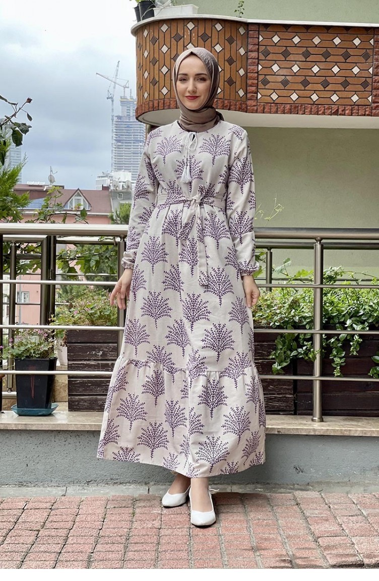 Plum Hijab Dress 6613ES.MRD | Sefamerve