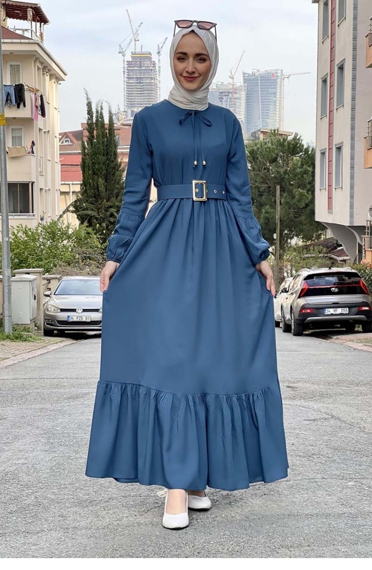 Petrol Hijab Dress 0220SGS.PTR | Sefamerve