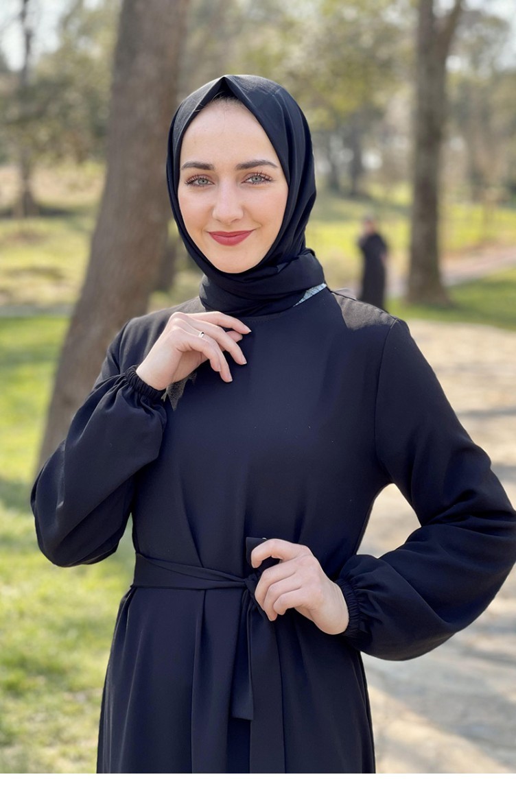 İki Renk Tesettür Elbise Siyah | Sefamerve