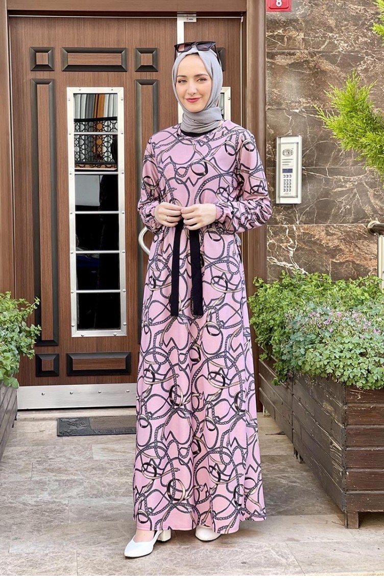 Beige-Rose Hijab Kleider 1801CVN.GKR | Sefamerve