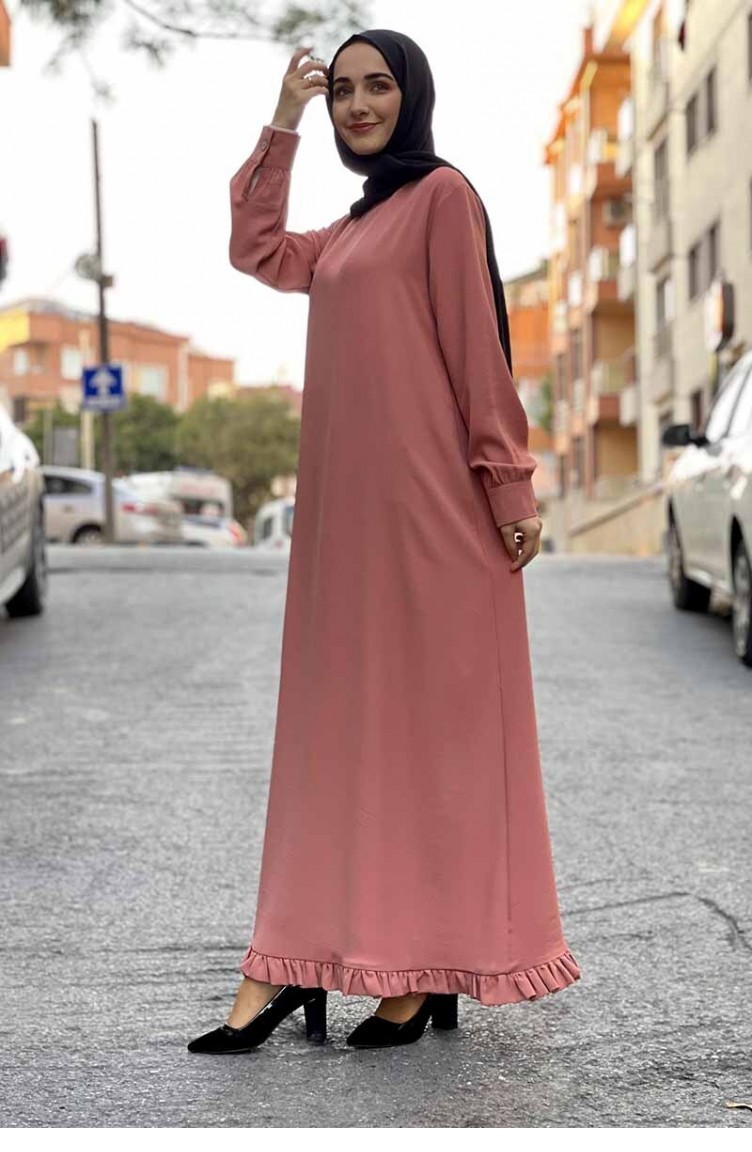 Beige-Rose Hijab Kleider 5010BGM.GKR | Sefamerve