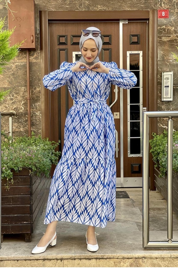 Blue Hijab Dress 5378END.MVI | Sefamerve