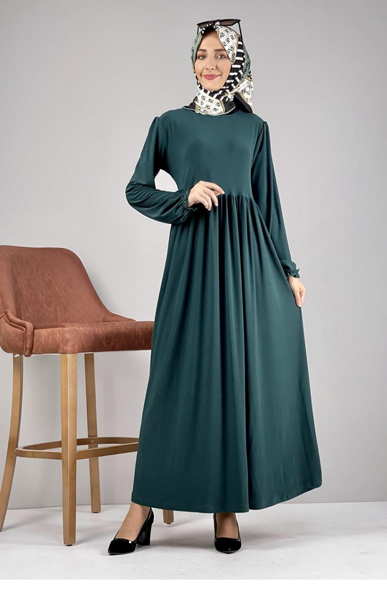 Emerald Green Hijab Dress 8009SGS.ZMR | Sefamerve