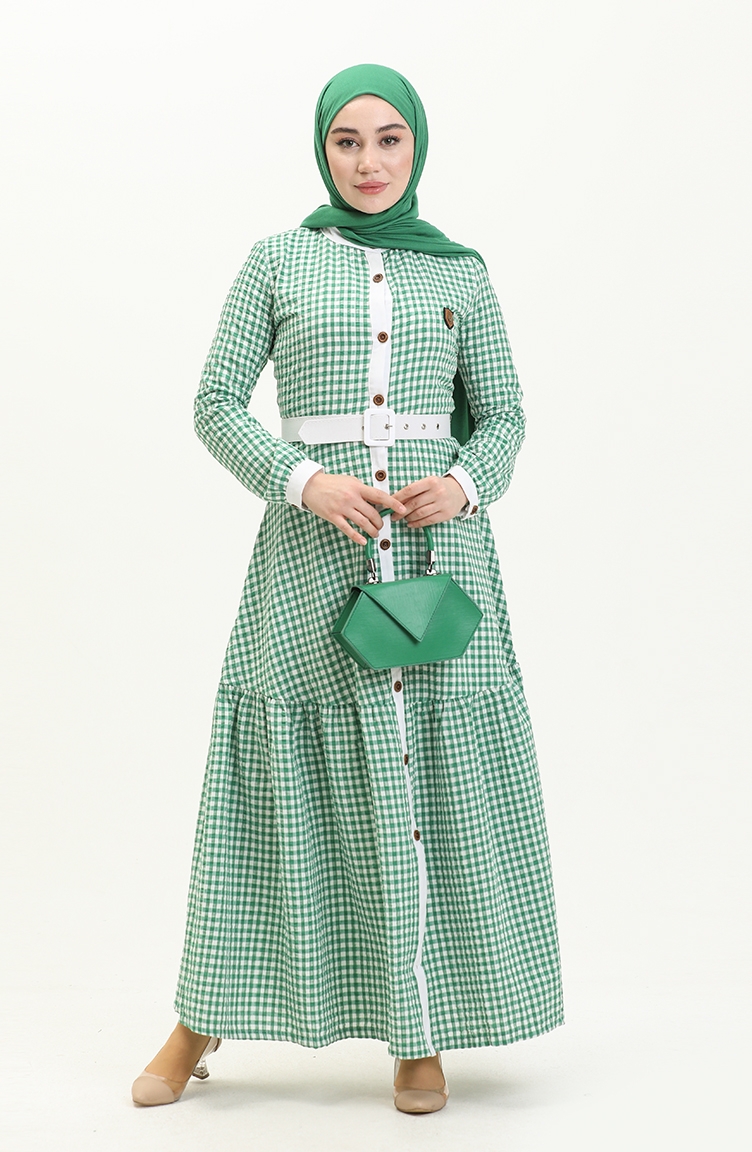 فستان أخضر فاتح 13410 | Sefamerve