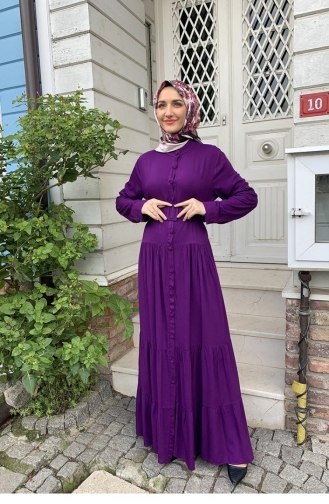 Purple Hijab Dress 0222SGS.MOR | Sefamerve
