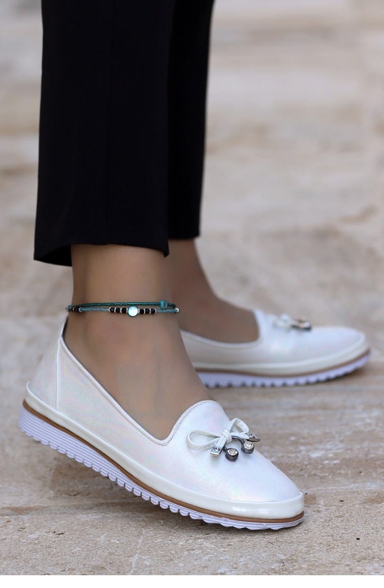 Ayakland Cns 1010 Kadın Günlük Babet Ayakkabı Beyaz | Sefamerve