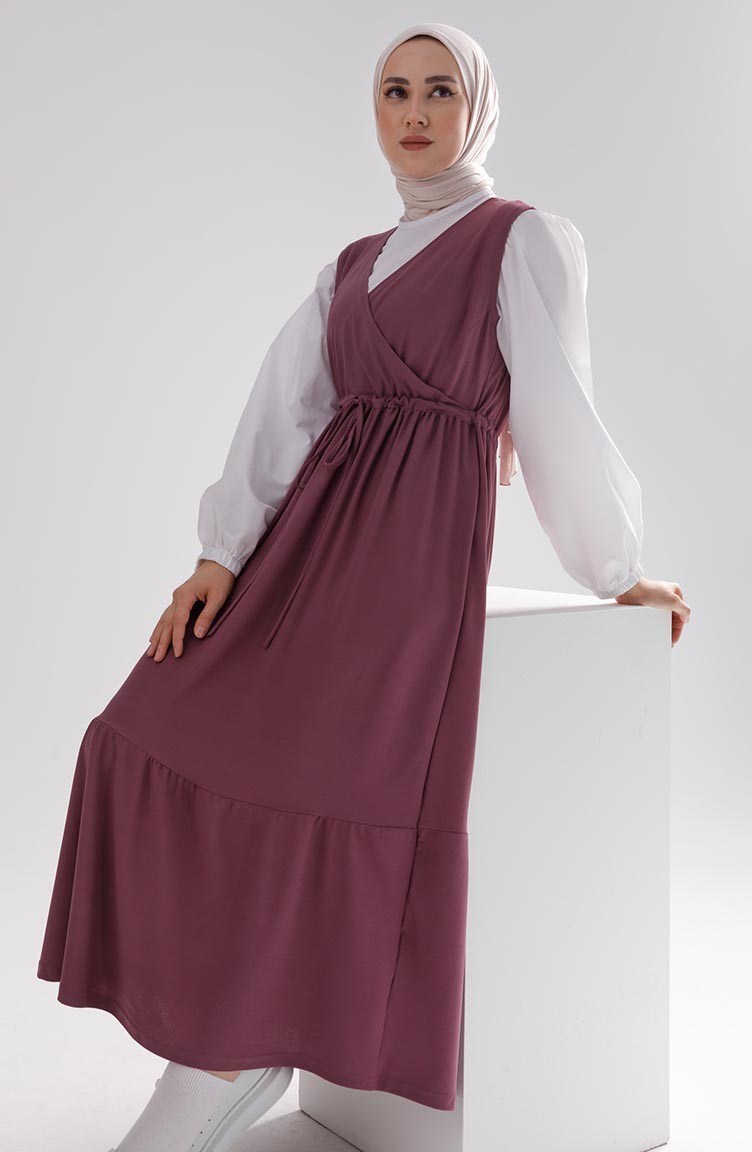 بدلة ثنائية فستان بدون أكمام قميص 3966-02 بنفسجي 3966-02 | Sefamerve