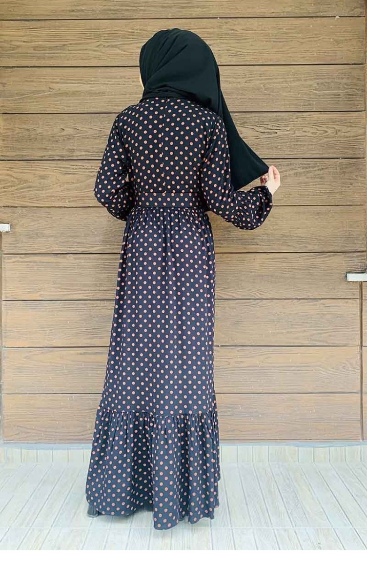 فستان حجاب منقط 0224SGSA-04 لون اسود طابا 0224SGSA-04 | Sefamerve