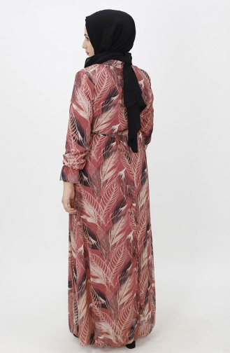 Beige-Rose Hijab Kleider 8026-01
