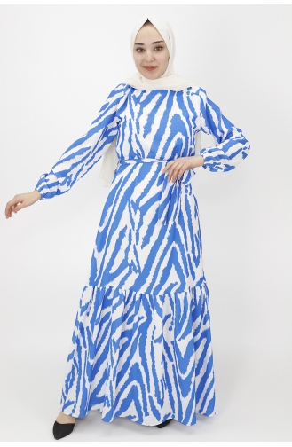 Saks-Blau Hijab Kleider 3032-02