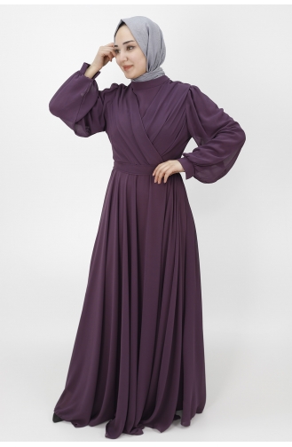 Lila Hijab-Abendkleider 10002-03