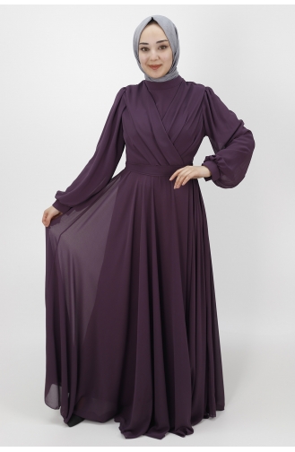 Lila Hijab-Abendkleider 10002-03