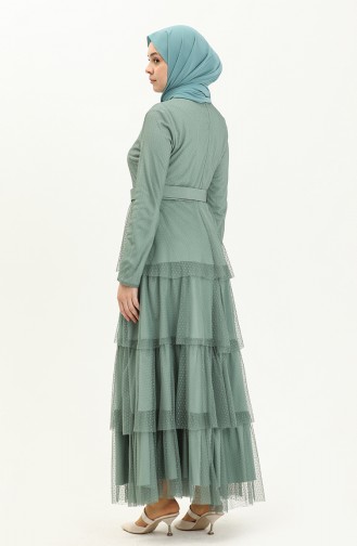 Mint Green Hijab Evening Dress 2667