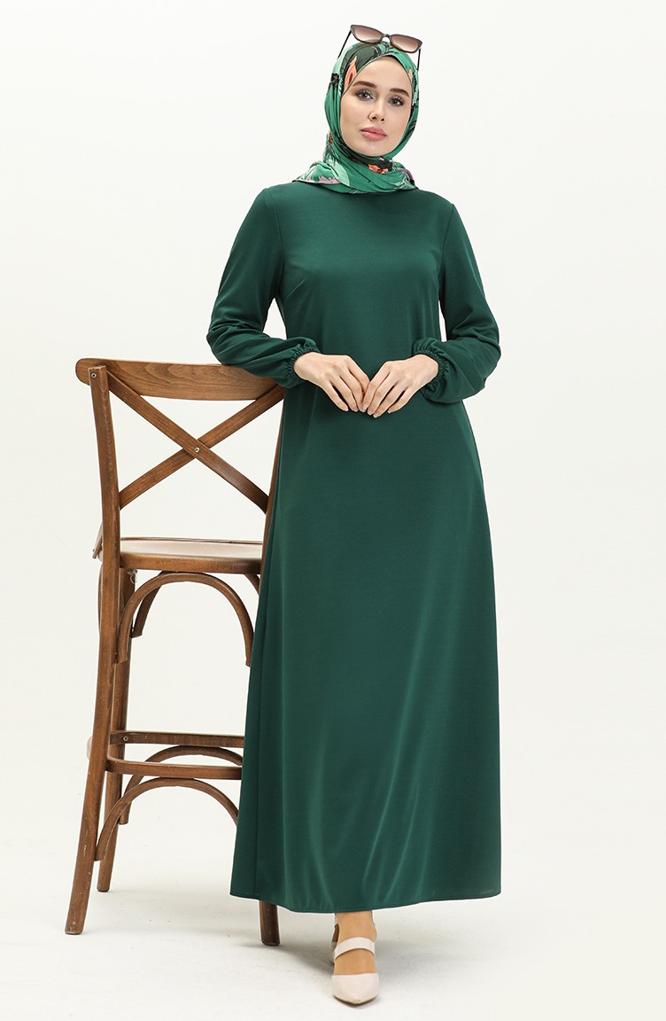 فستان مطاط الأكمام 2052-02 أخضر زمردي 2052-02 | Sefamerve