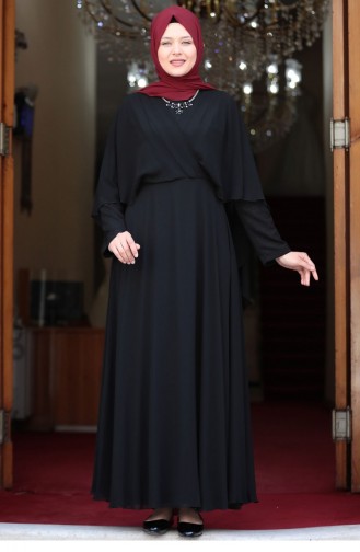 Black Hijab Evening Dress 1841 | Sefamerve