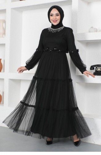 Schwarz Hijab-Abendkleider 14323