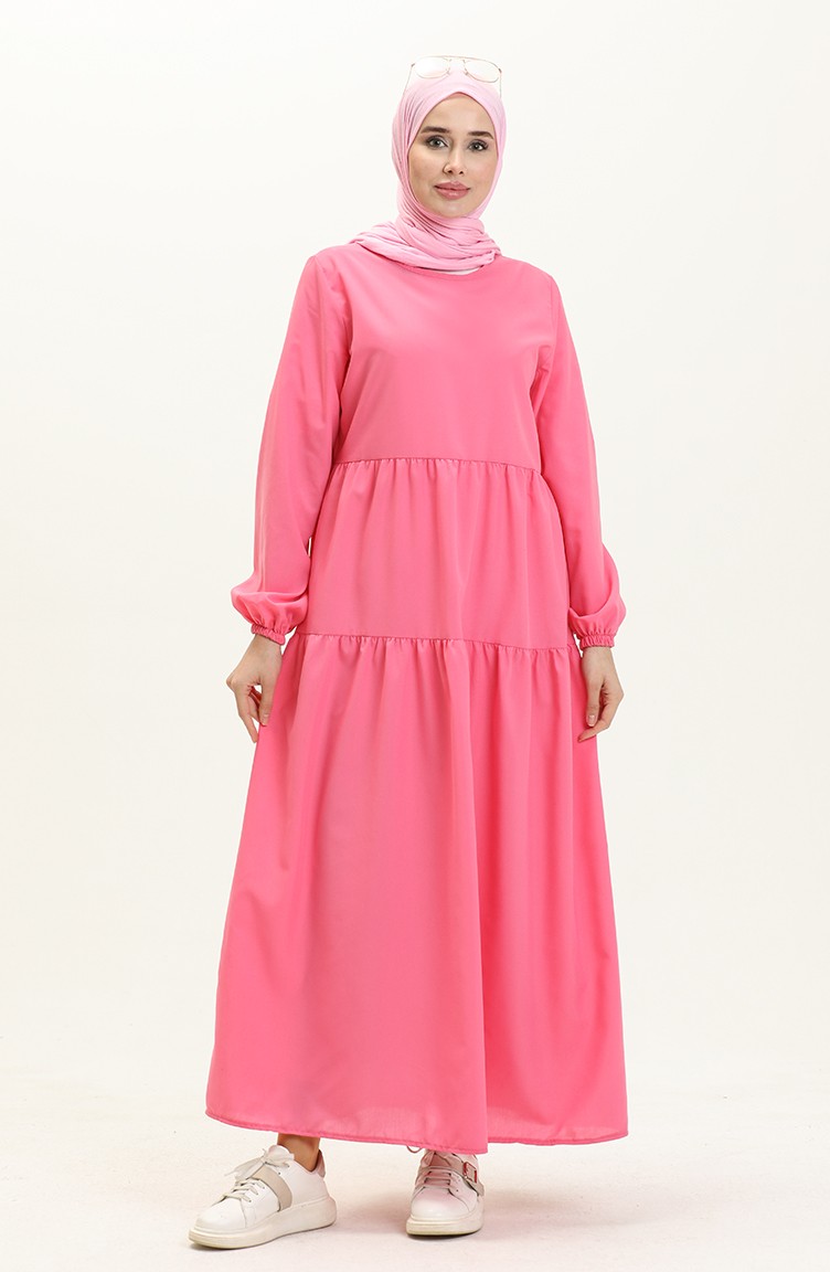 فستان مطوي 1858-01 وردي 1858-01 | Sefamerve