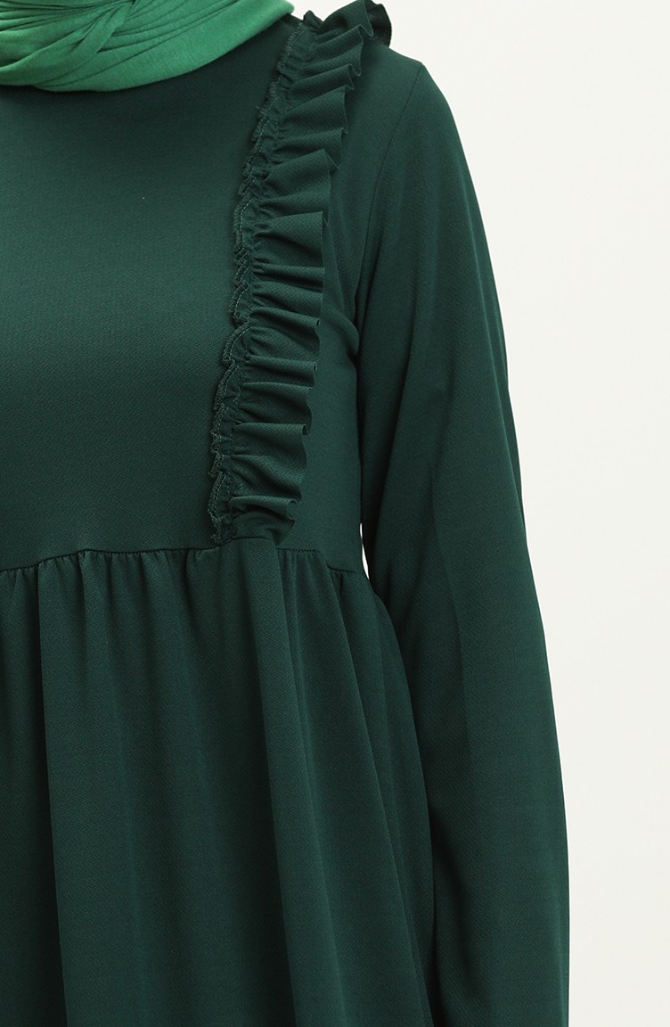 فستان مكشكش 7252-06 لون أخضر زمردي 7252-06 | Sefamerve